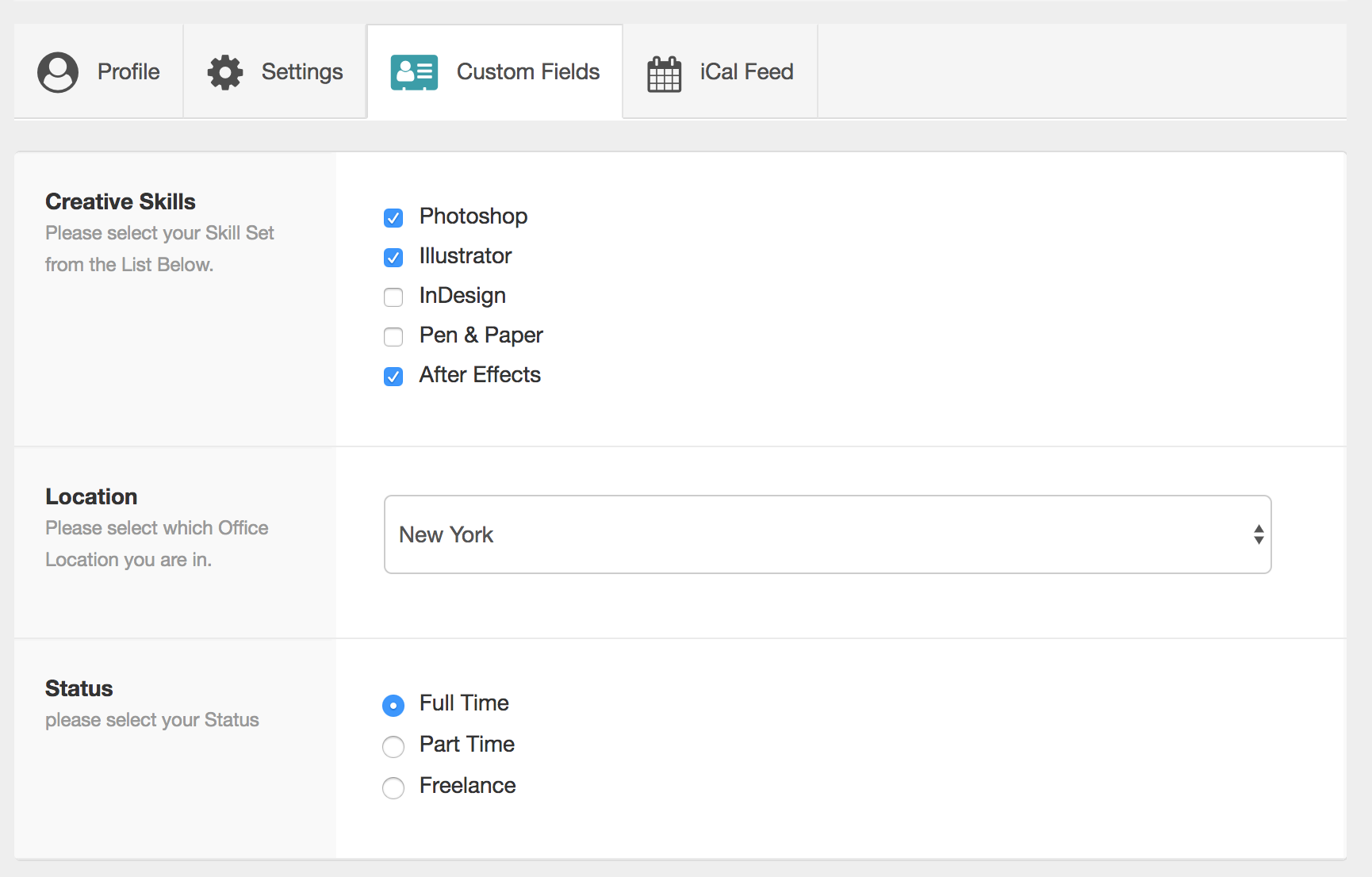 Hub Planner Custom Fields Profile